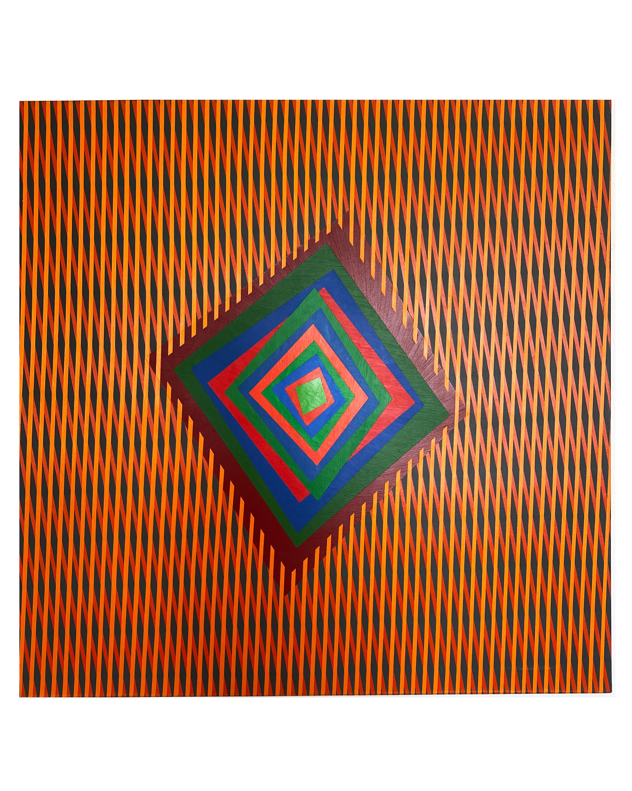 Op-art contemporary colourful acrylic painting 