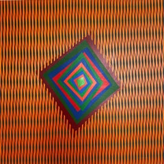 Vintage Op-art contemporary colourful acrylic painting "Movement as a Message"