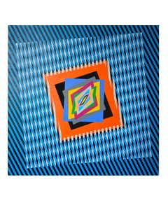 Colorful, bright, kinetic acrylic painting "The Emotion on the Color in Op-art"