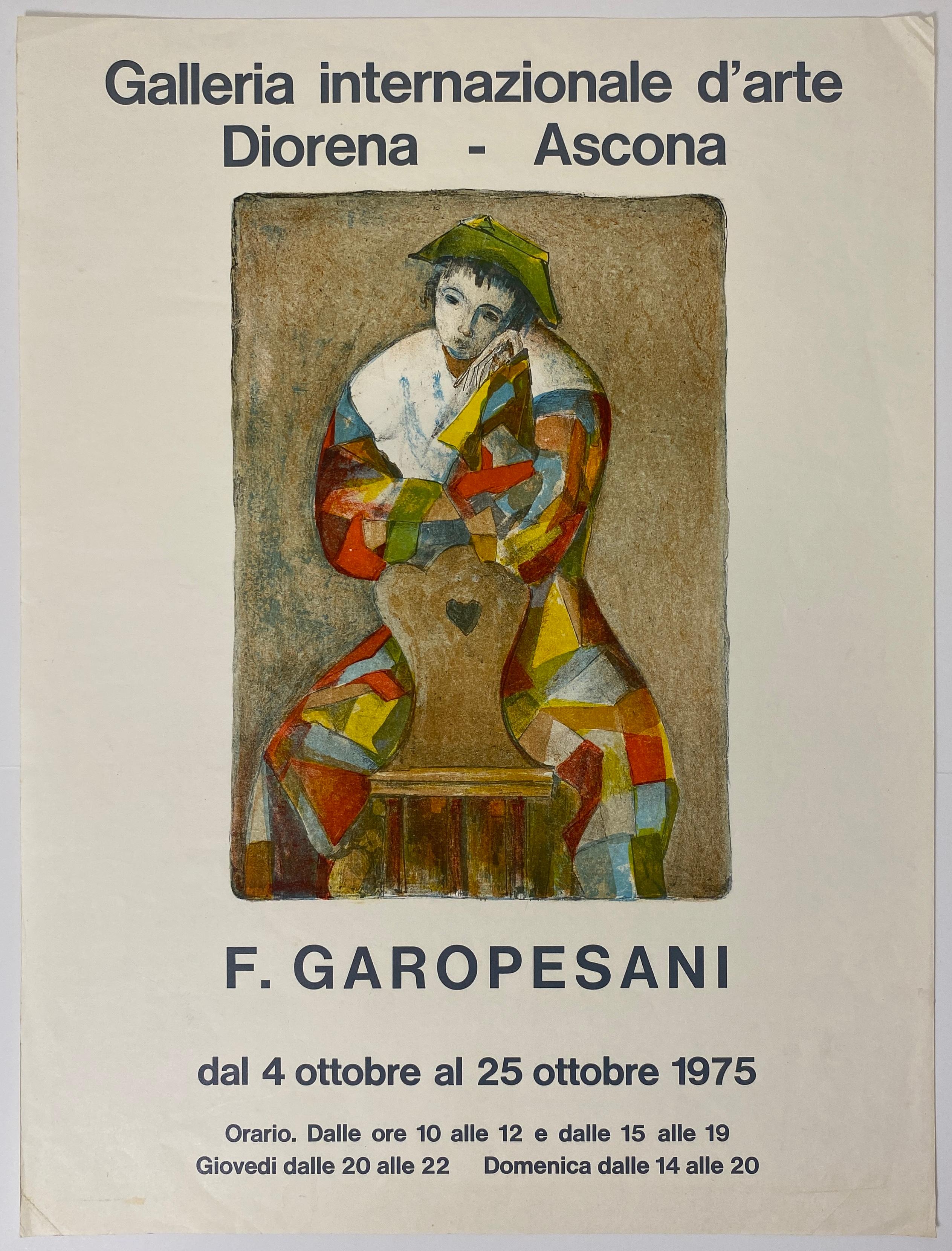 Ferruccio Garopesani Cartel original de exposición de arte Moderno de mediados de siglo en venta
