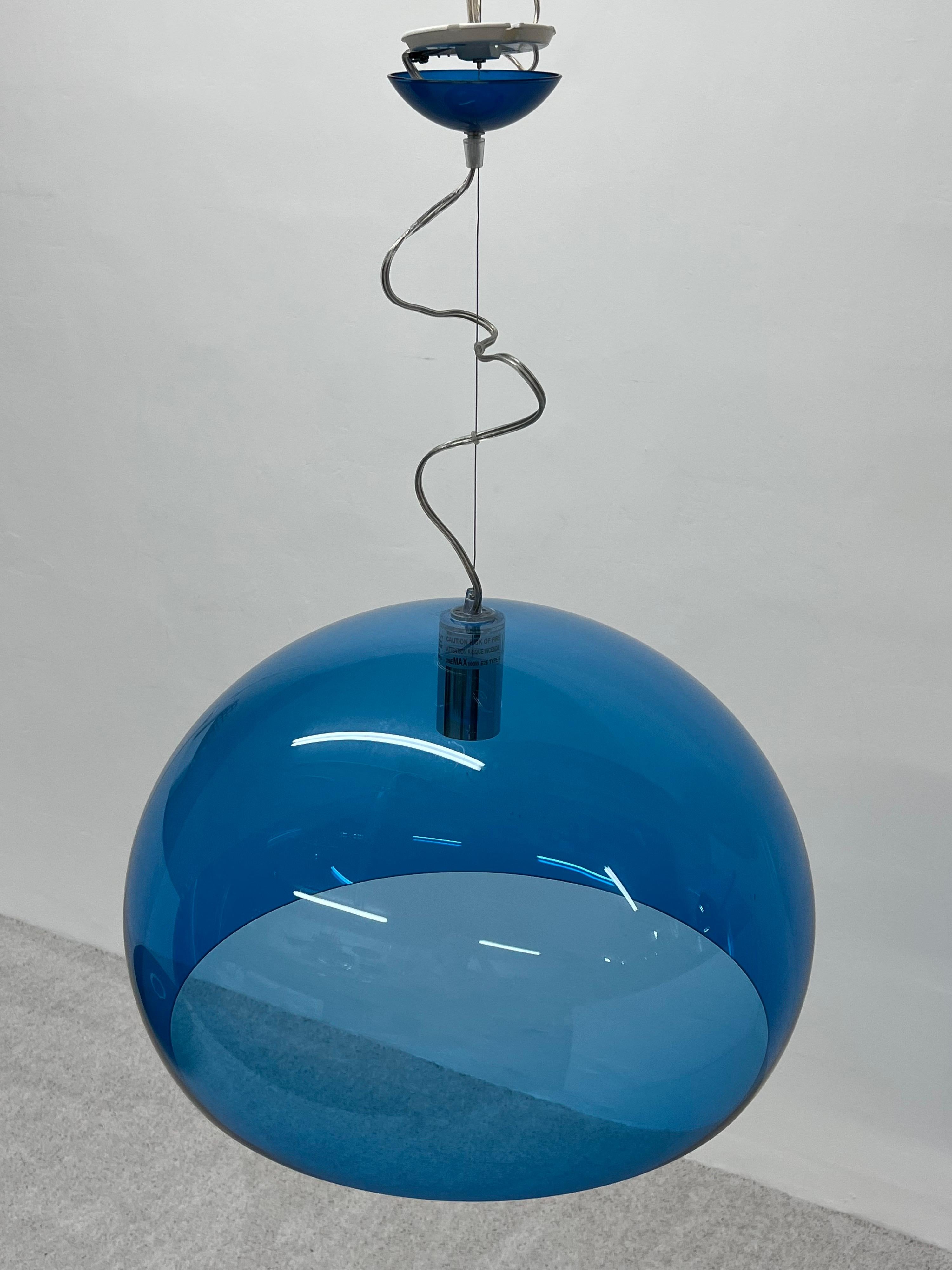 Contemporary Ferruccio Laviani FL/Y Blue Pendant Lamp for Kartell