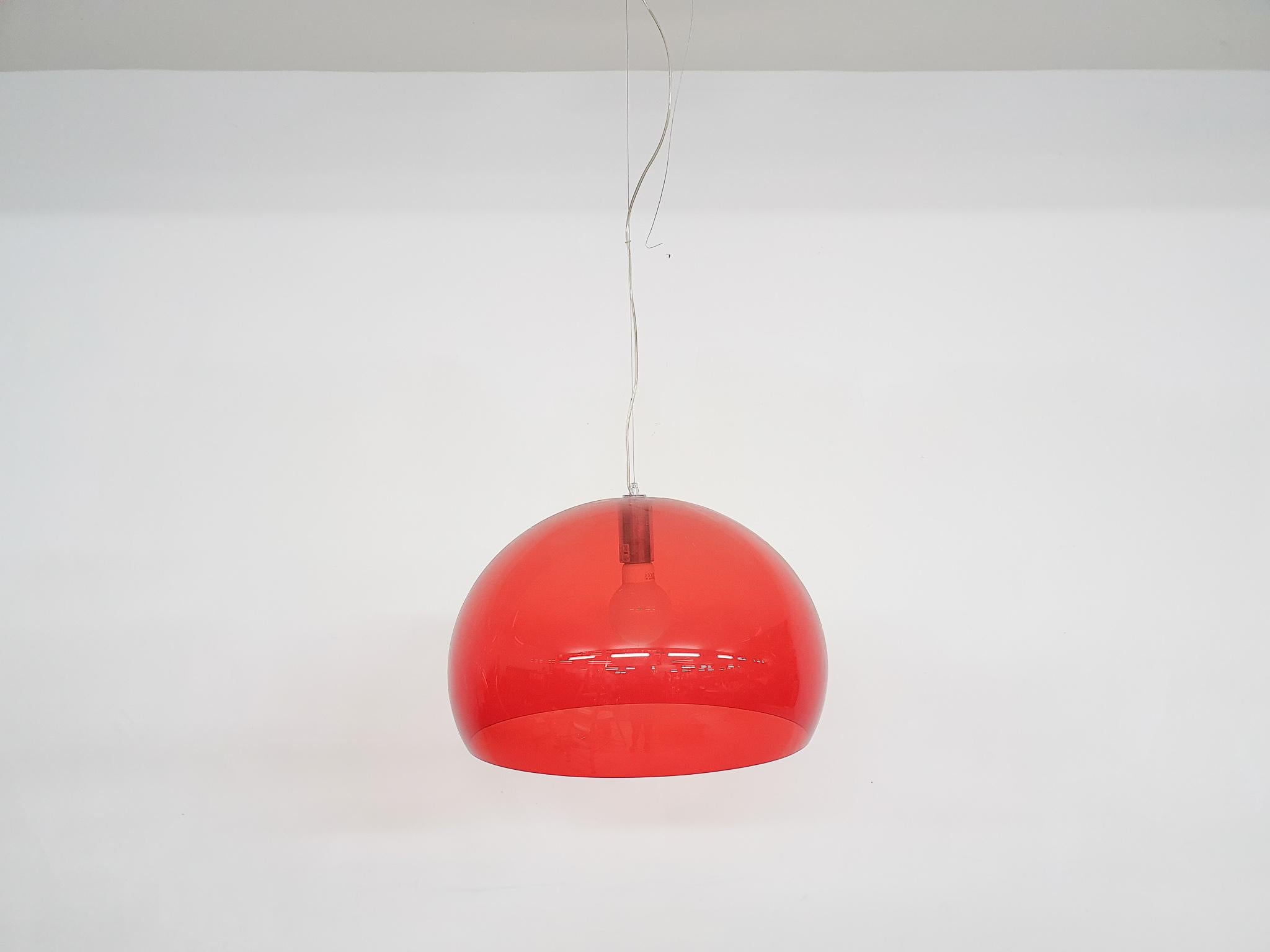 Italian Ferruccio Laviani for Kartell FL/Y Large Red Plastic Pendant Light, Italy