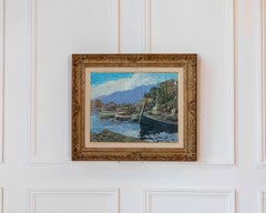 Ferruccio Piovano, Port of Camogli, Oil on Cardboard, Signed, 1974