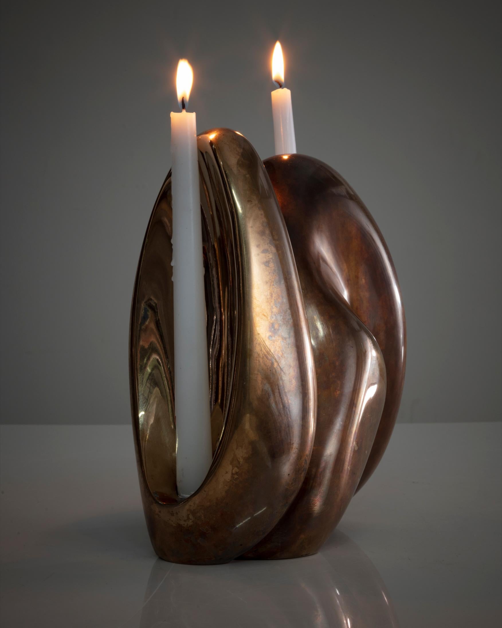 Fertility Form Double Candleholder in Bronze by Rogan Gregory, 2018 4