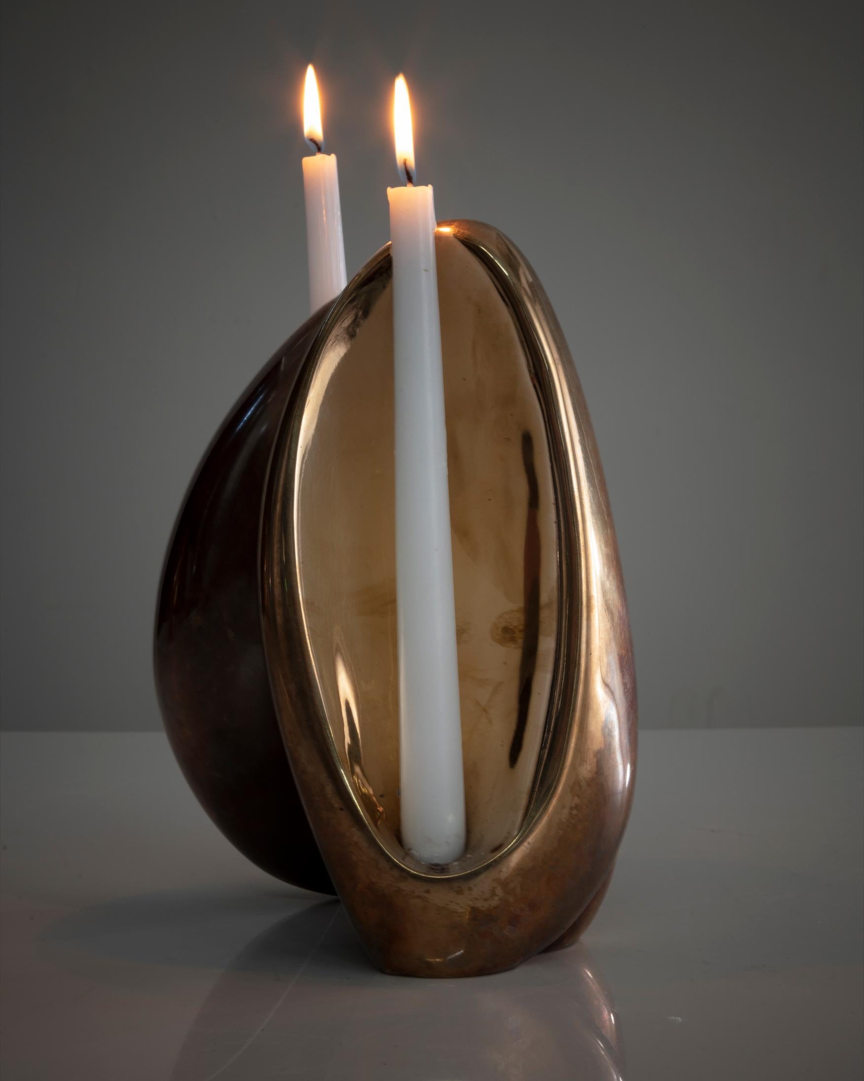 Fertility Form Double Candleholder in Bronze by Rogan Gregory, 2018 5
