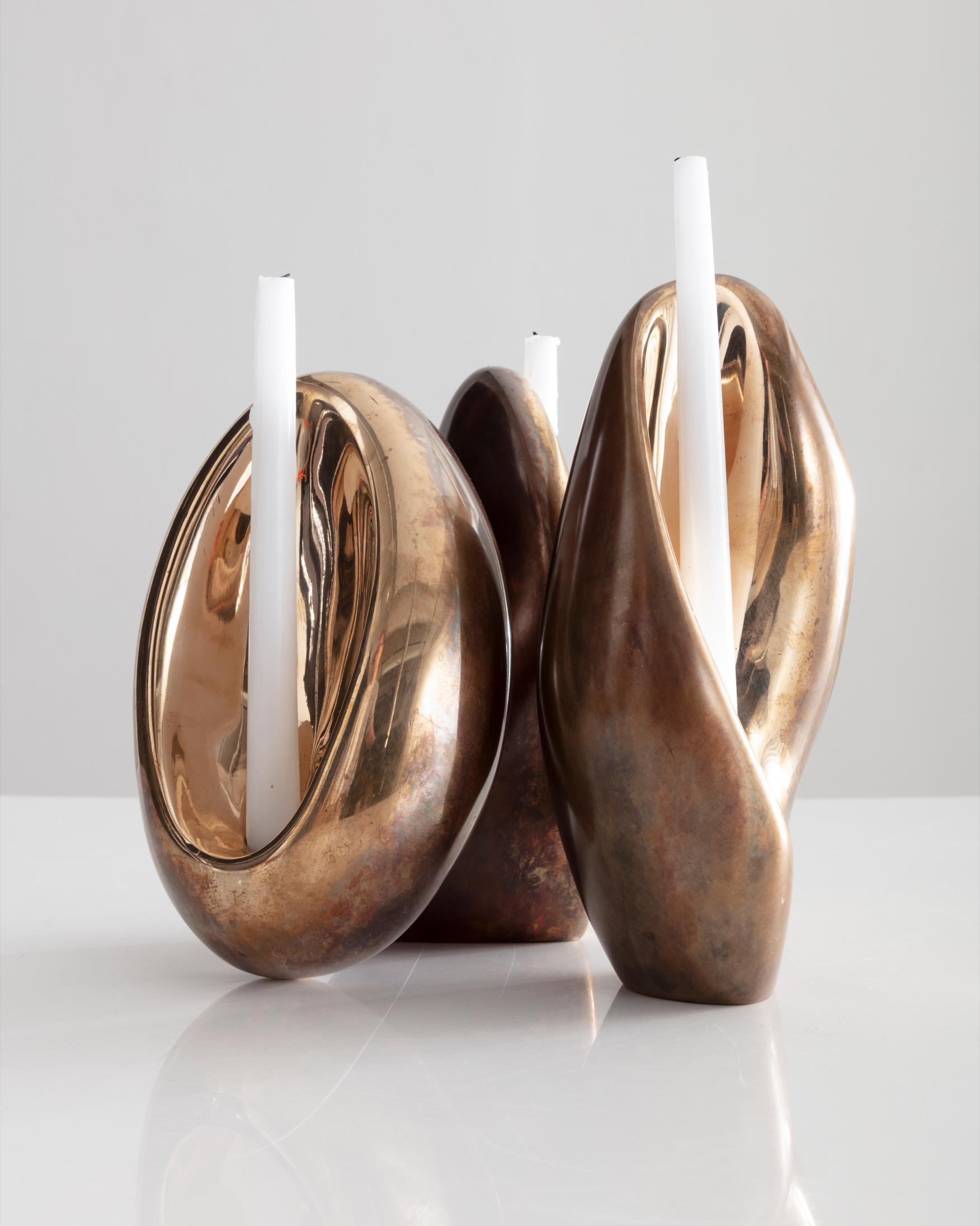 Fertility Form Double Candleholder in Bronze by Rogan Gregory, 2018 6