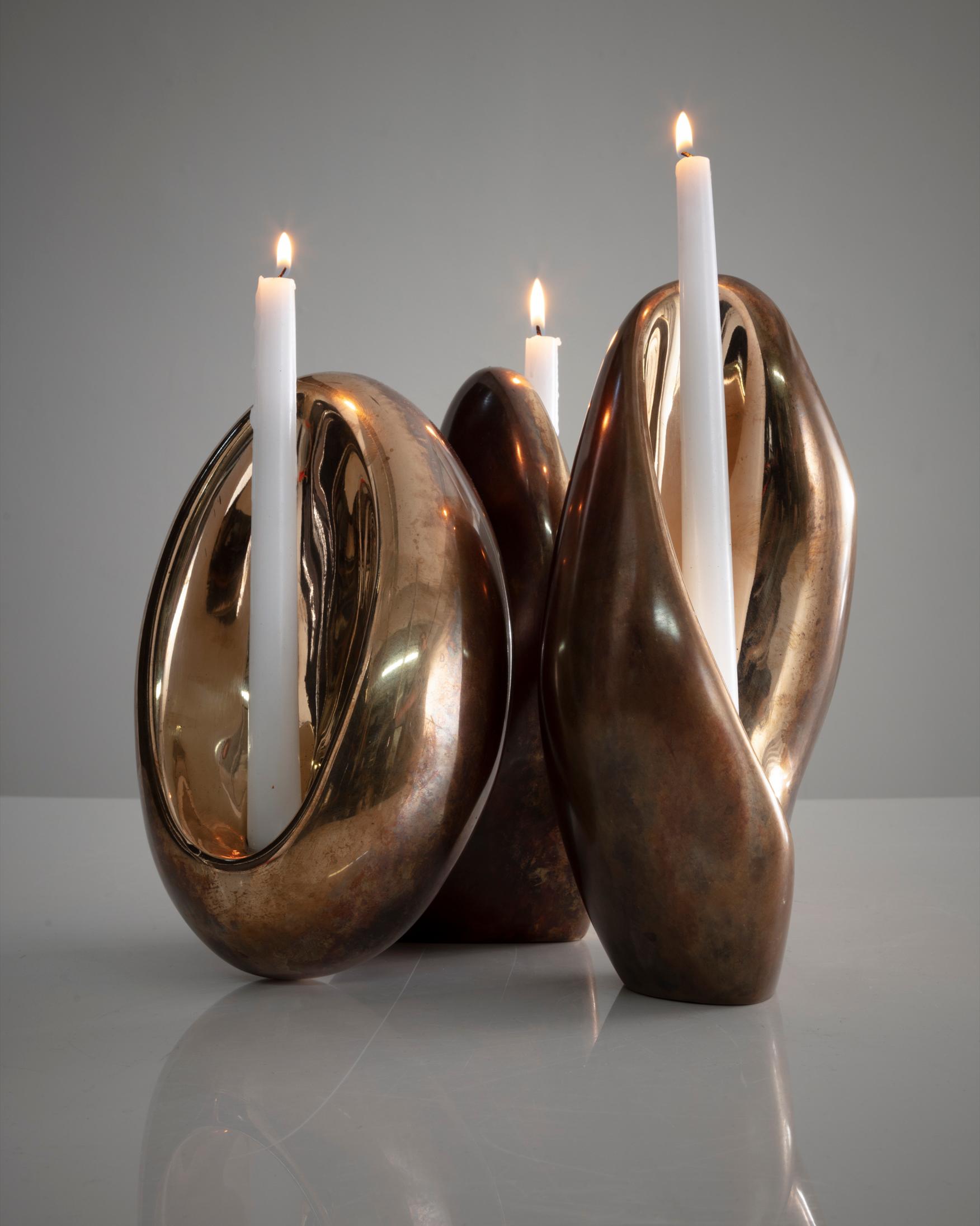 Fertility Form Double Candleholder in Bronze by Rogan Gregory, 2018 7