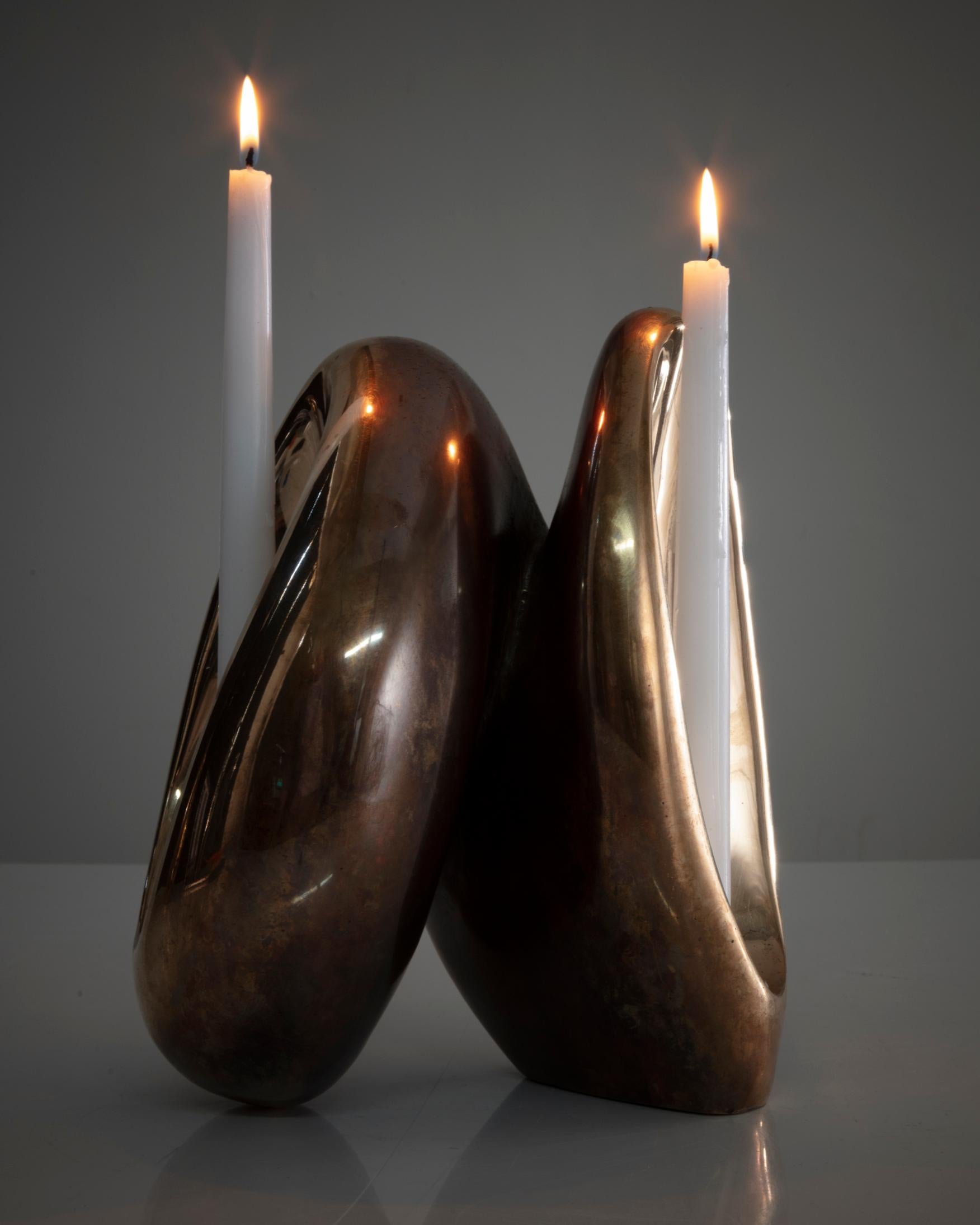 Contemporary Fertility Form Double Candleholder in Bronze by Rogan Gregory, 2018