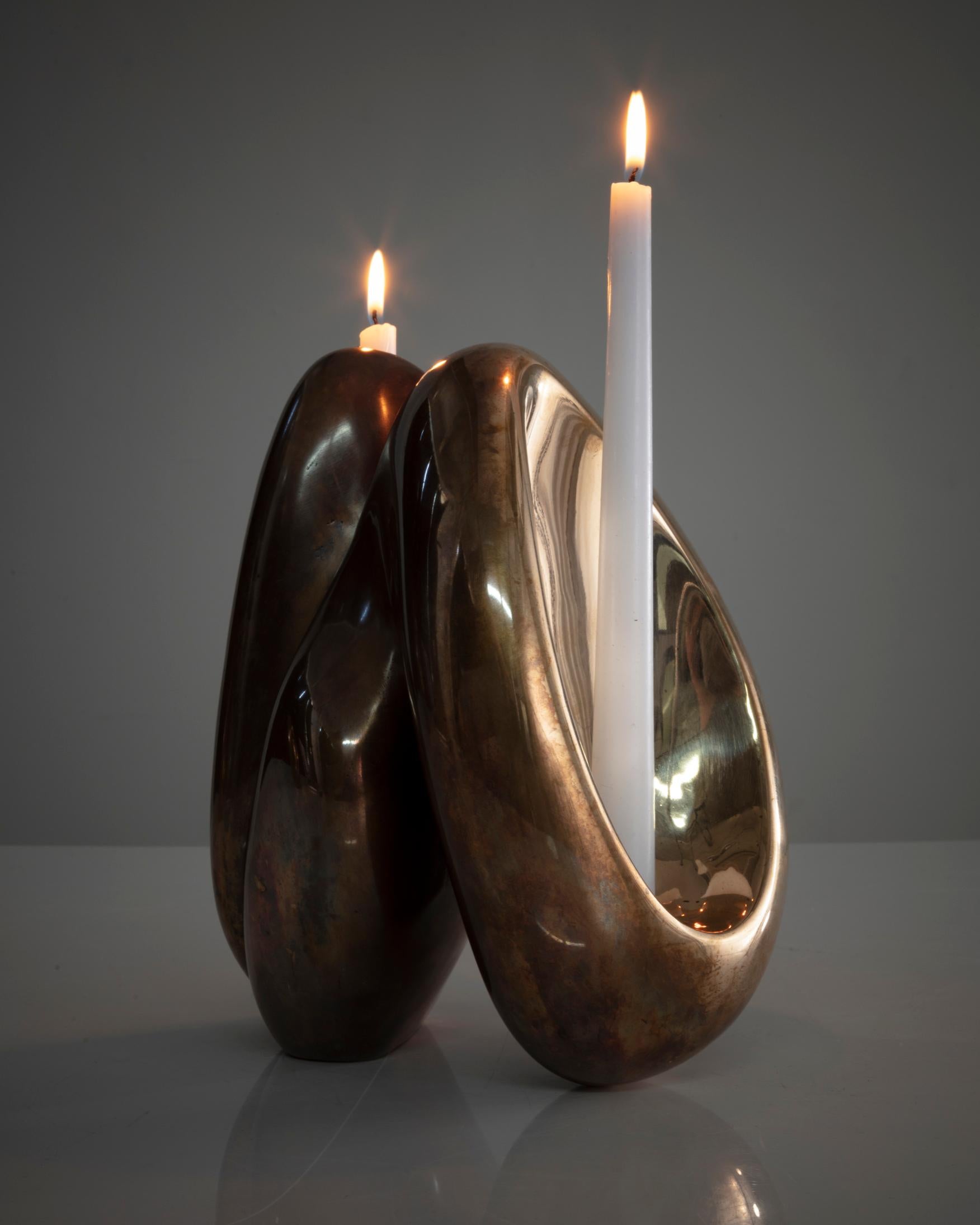 Fertility Form Double Candleholder in Bronze by Rogan Gregory, 2018 2