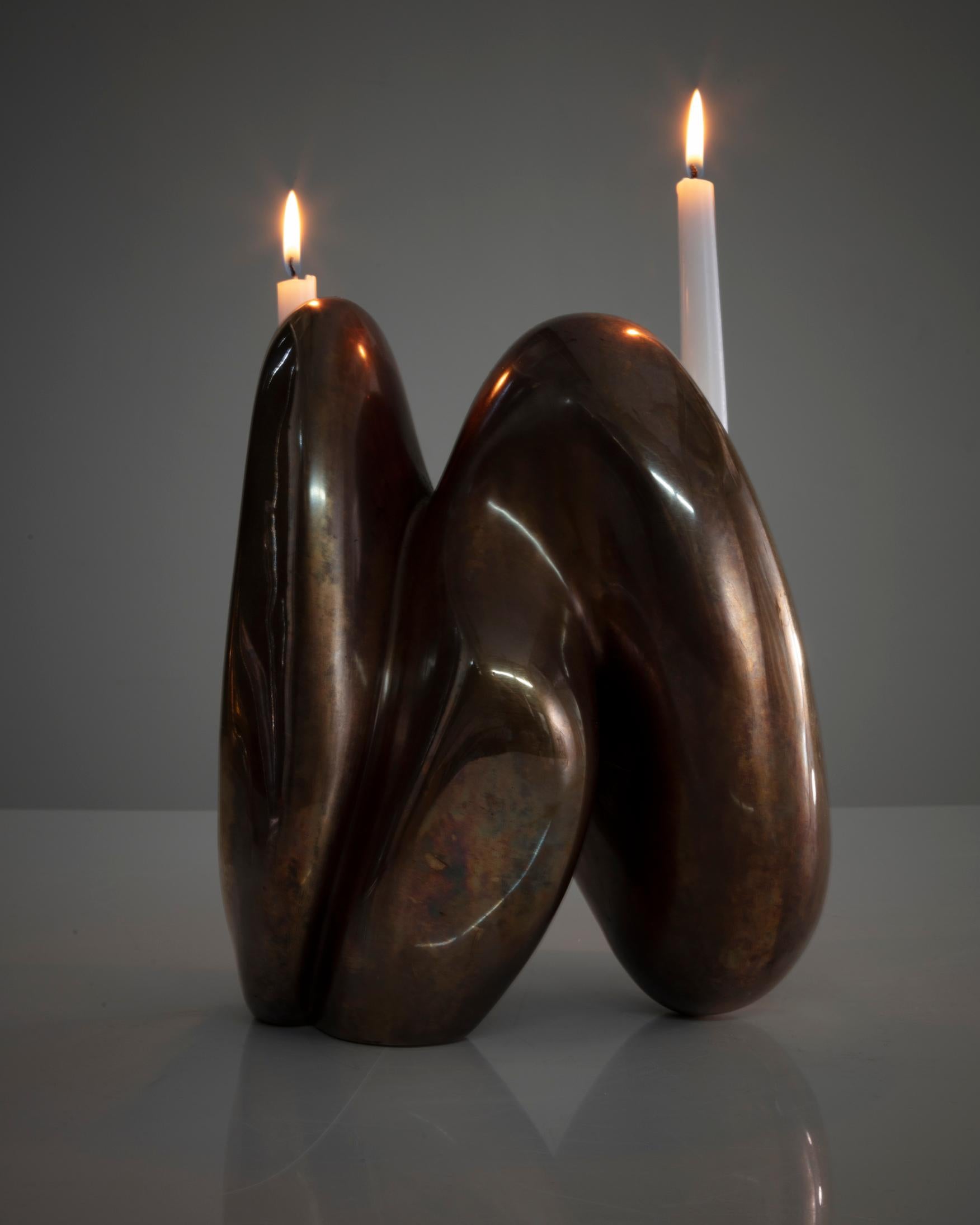 Fertility Form Double Candleholder in Bronze by Rogan Gregory, 2018 3