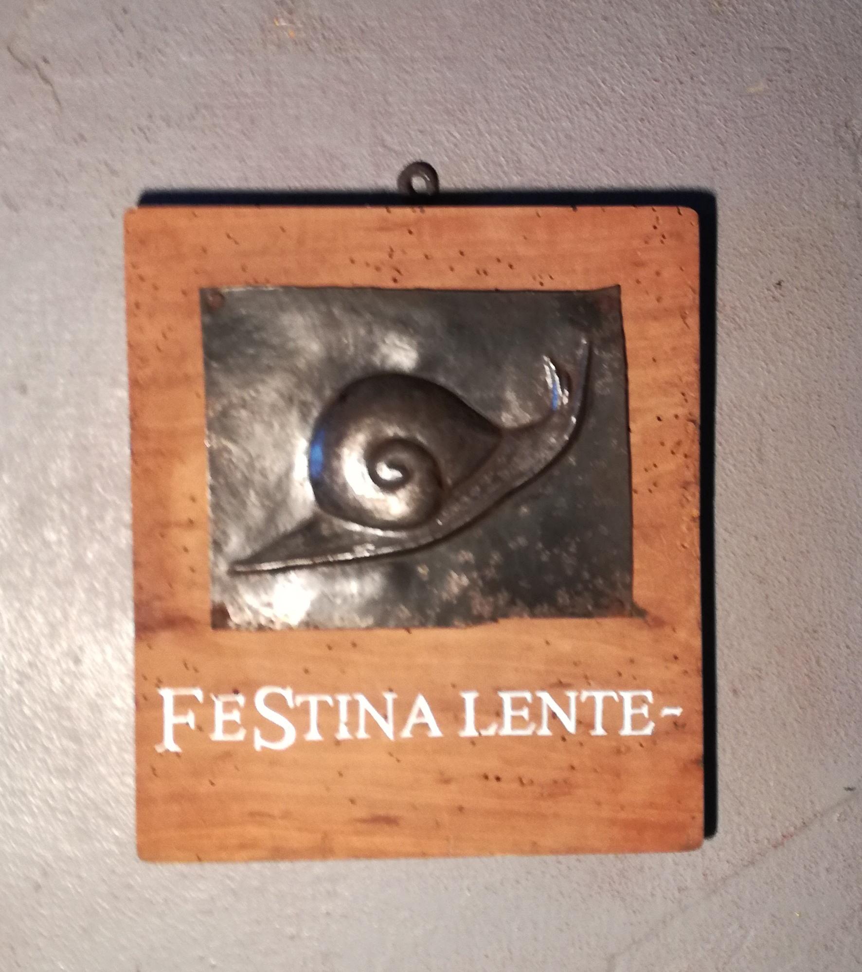European Festina Lente, ancient sign hostaria For Sale