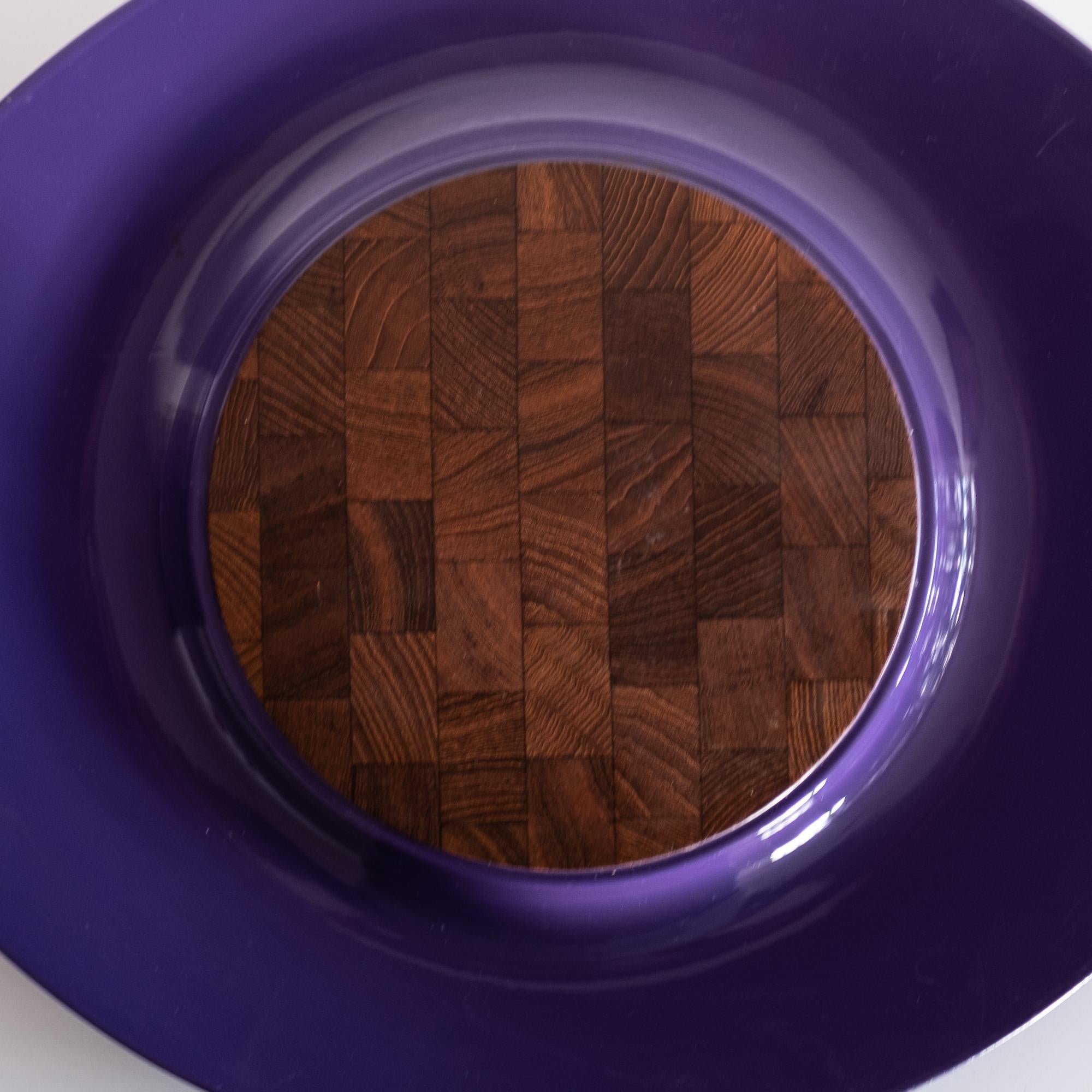 Mid-Century Modern Festivaal Tray in Purple Lacquer with Teak Insert by Jens Quistgaard for Dansk