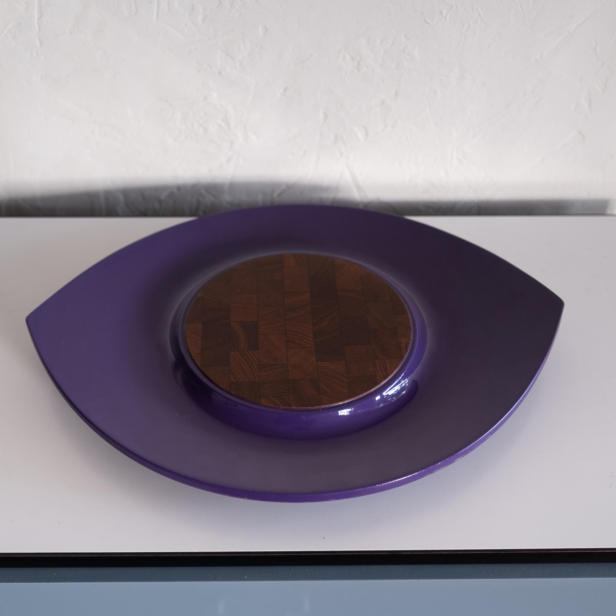 20th Century Festivaal Tray in Purple Lacquer with Teak Insert by Jens Quistgaard for Dansk