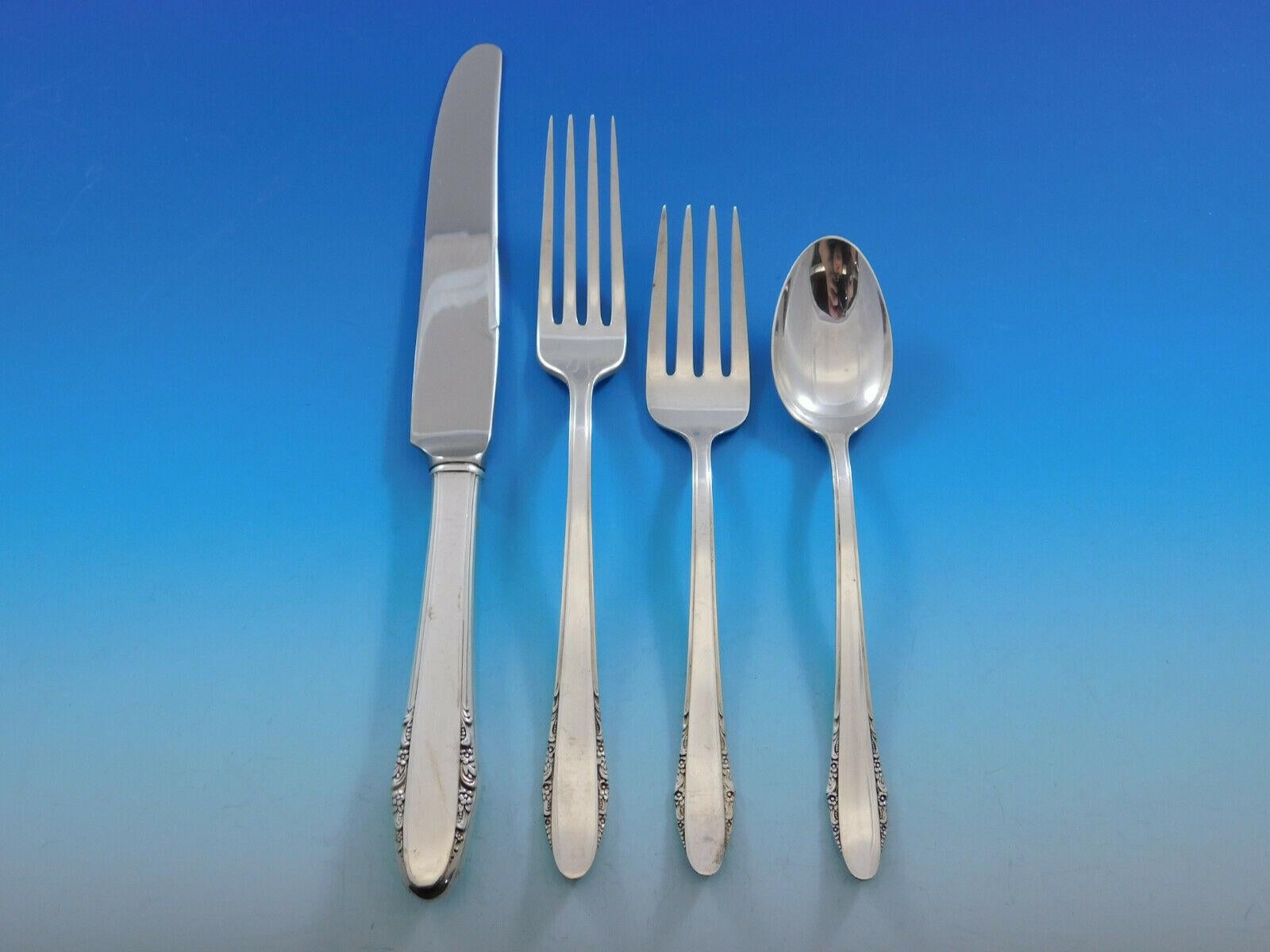 Festival by Lunt Sterling Silver Flatware Set for 6 Service 57 Pieces In Excellent Condition For Sale In Big Bend, WI
