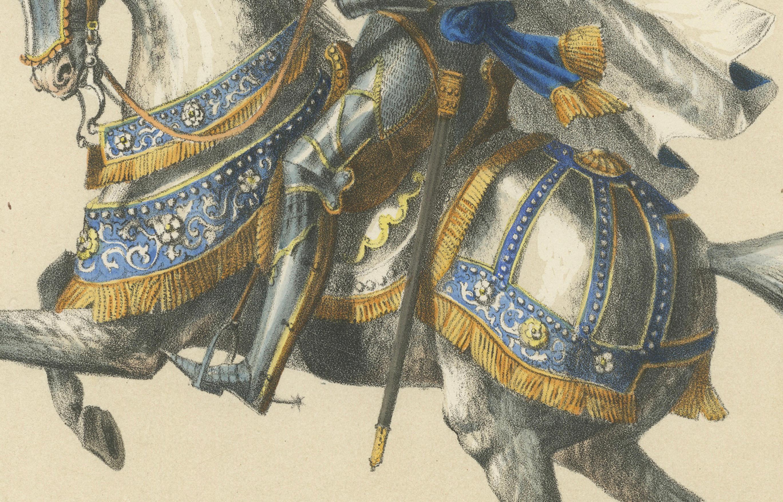 Festival Cavalcade – The Waldmann Knight in Majestic Parade, Published in 1855 In Good Condition For Sale In Langweer, NL