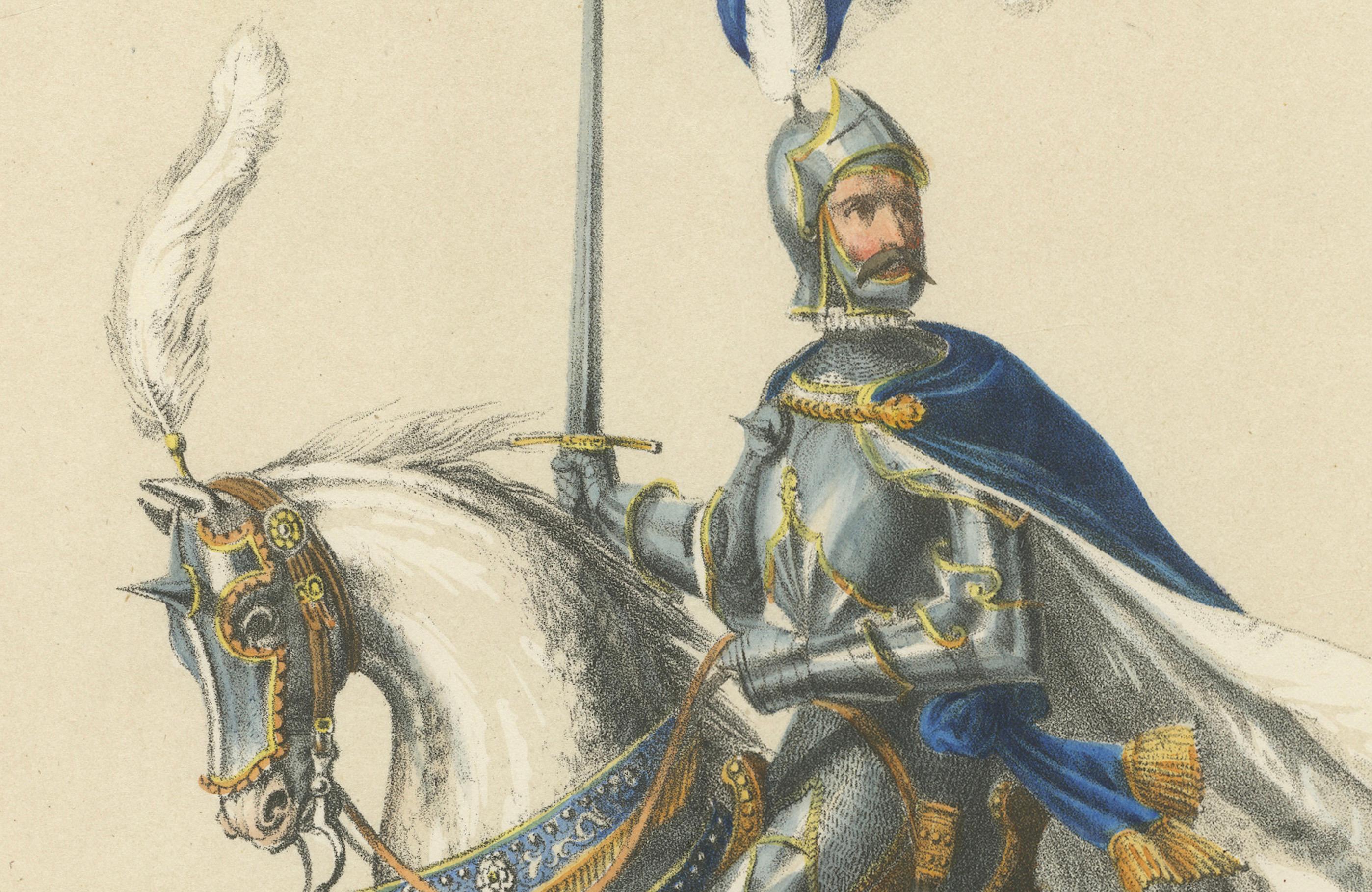 Mid-19th Century Festival Cavalcade – The Waldmann Knight in Majestic Parade, Published in 1855 For Sale