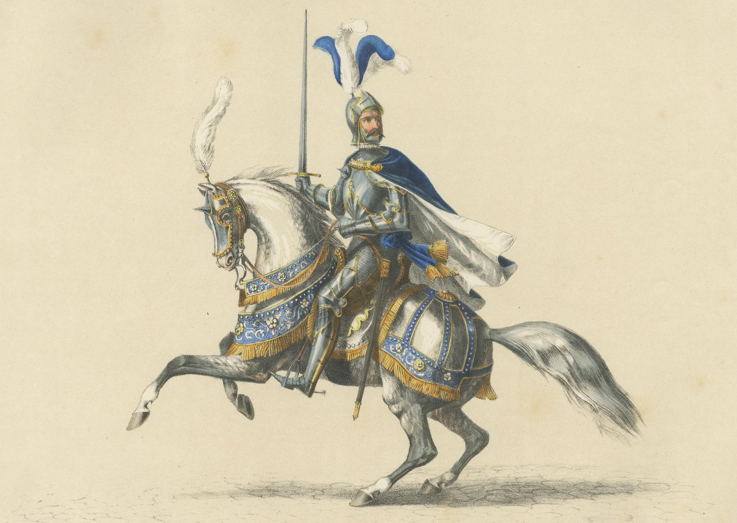 Paper Festival Cavalcade – The Waldmann Knight in Majestic Parade, Published in 1855 For Sale
