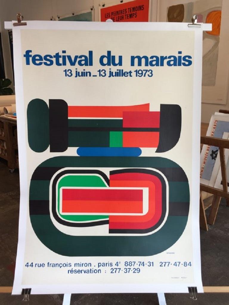 A unique and very graphic poster for the ‘festival du marais’ by artist Jean Dewasne.