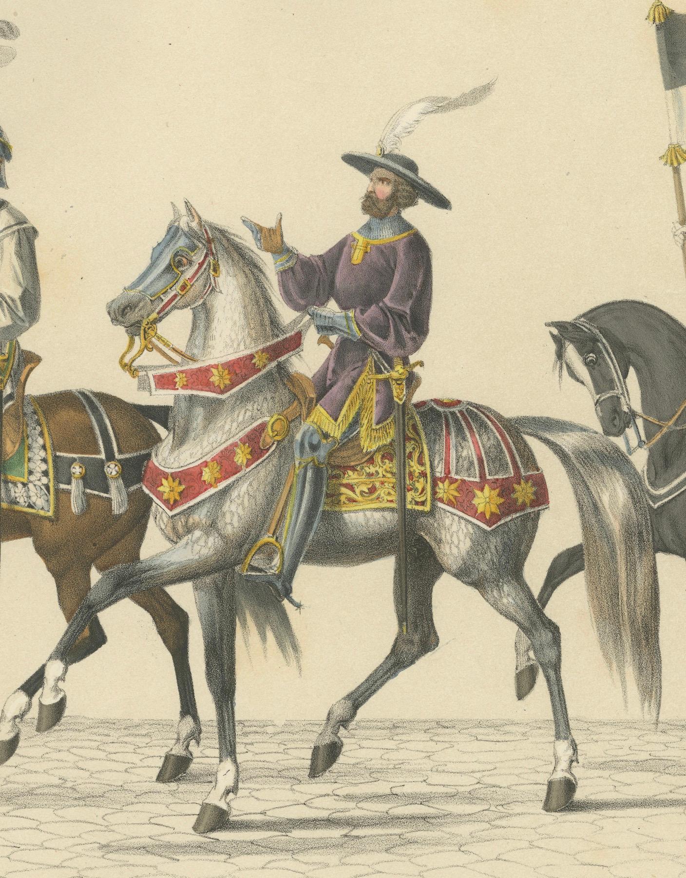 Cavalcata festiva - Stendardi di Friburgo e Strasburgo nel corteo svizzero, 1855 in vendita 1