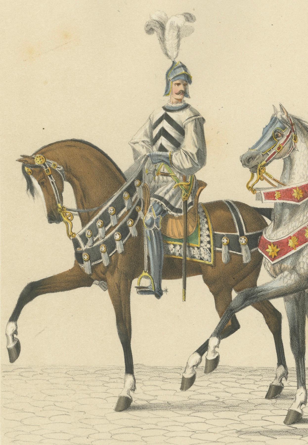Cavalcata festiva - Stendardi di Friburgo e Strasburgo nel corteo svizzero, 1855 in vendita 2