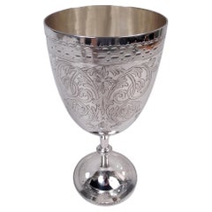 Festive English Victorian Classical Sterling Silver Goblet, 1873