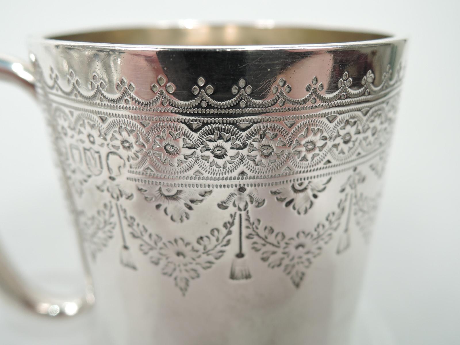 British Festive English Victorian Sterling Silver Baby Cup, 1887 For Sale