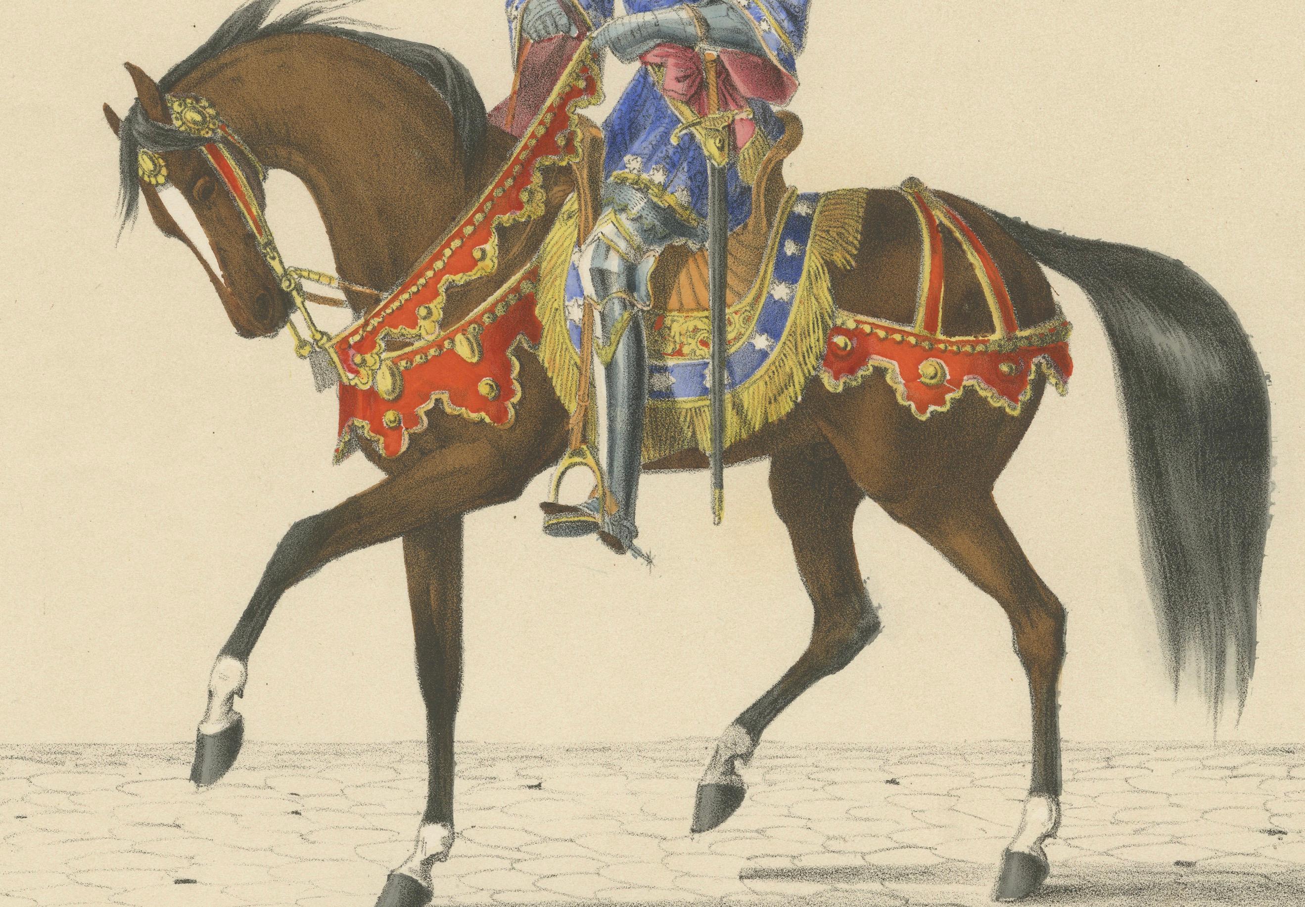 Paper Festive Parade, Switzerland – Adrian von Bubenberg & His Household Banner, 1855 For Sale