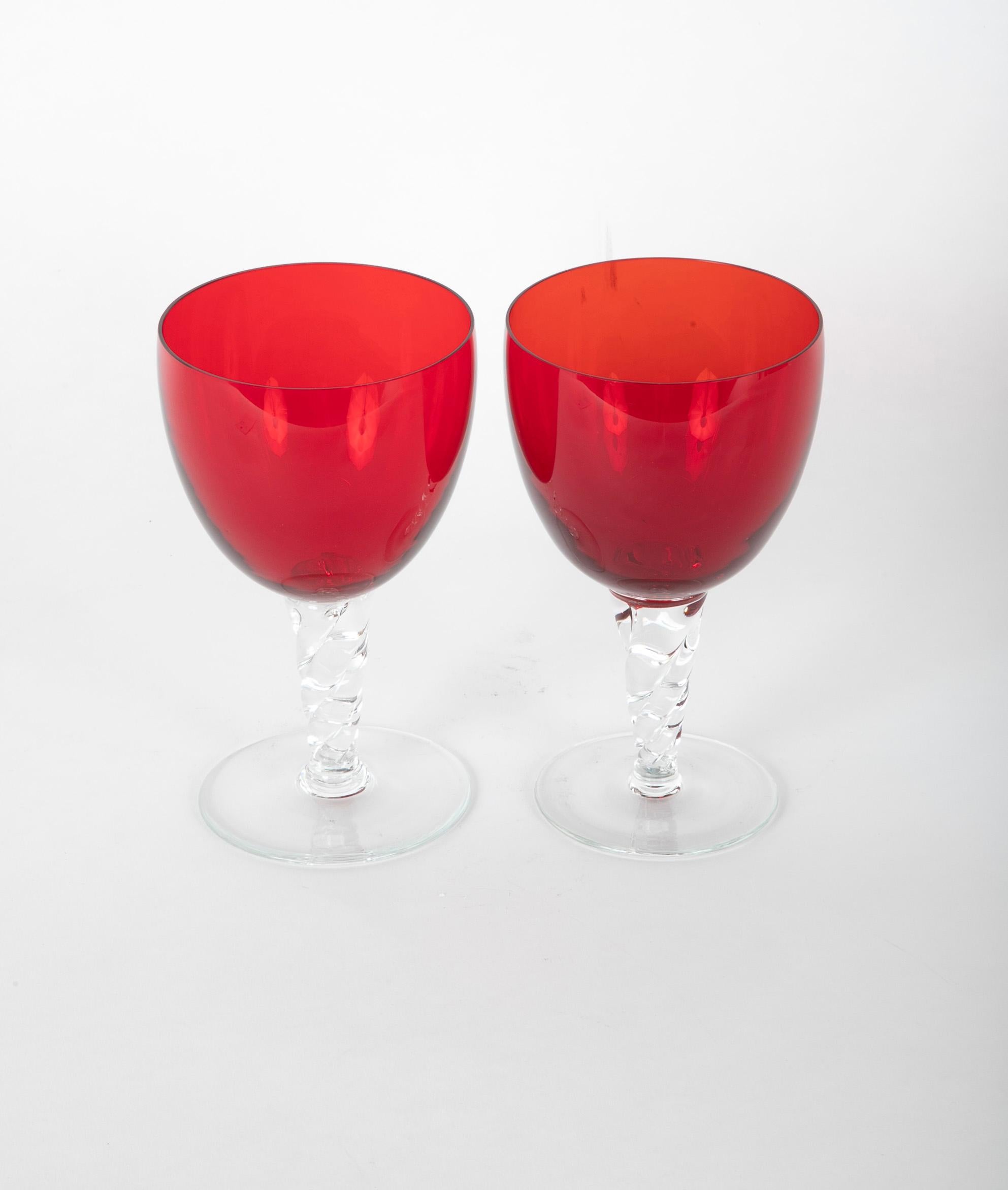 red goblets with clear stems