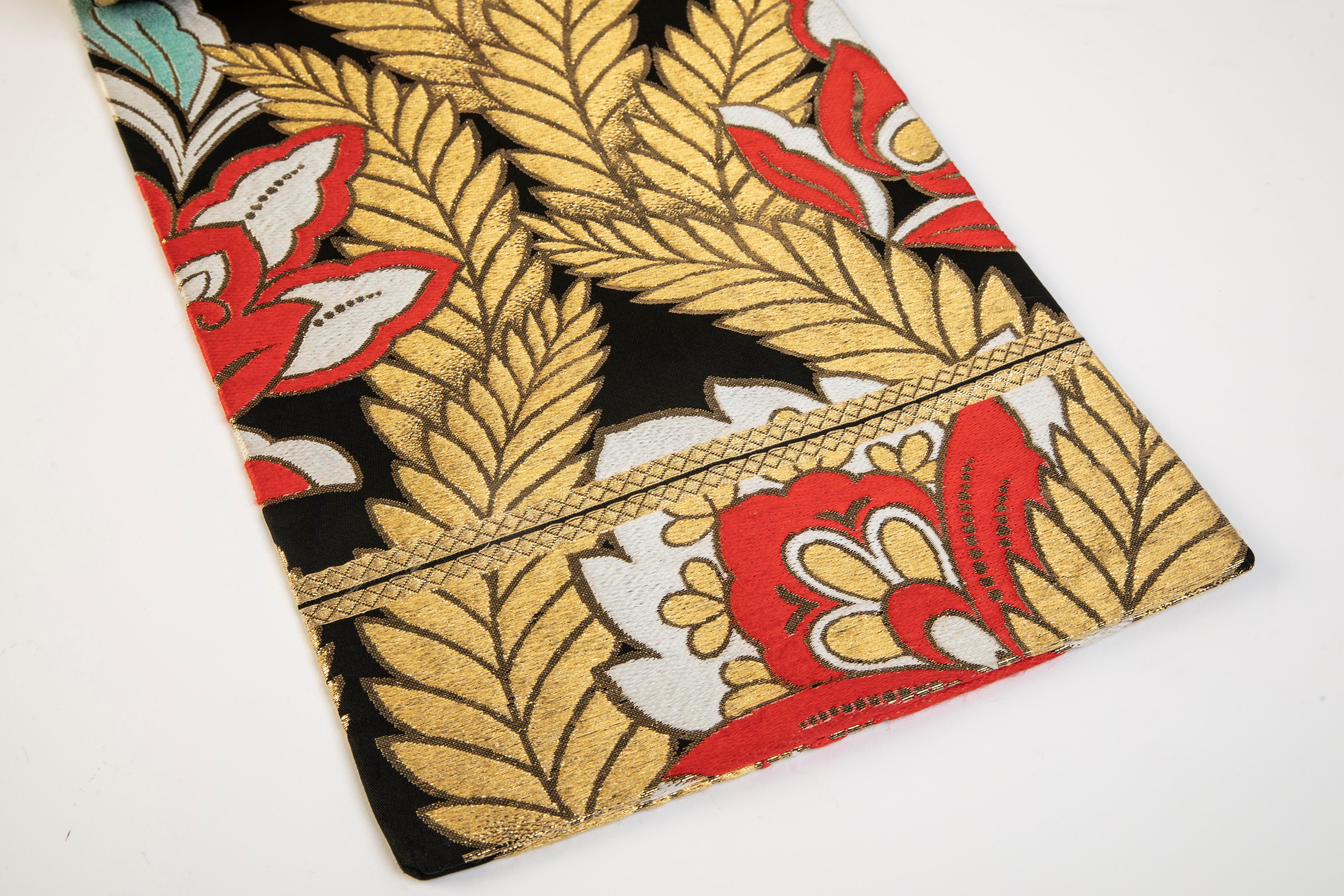 20th Century Festive Silk Brocade Obi For Sale
