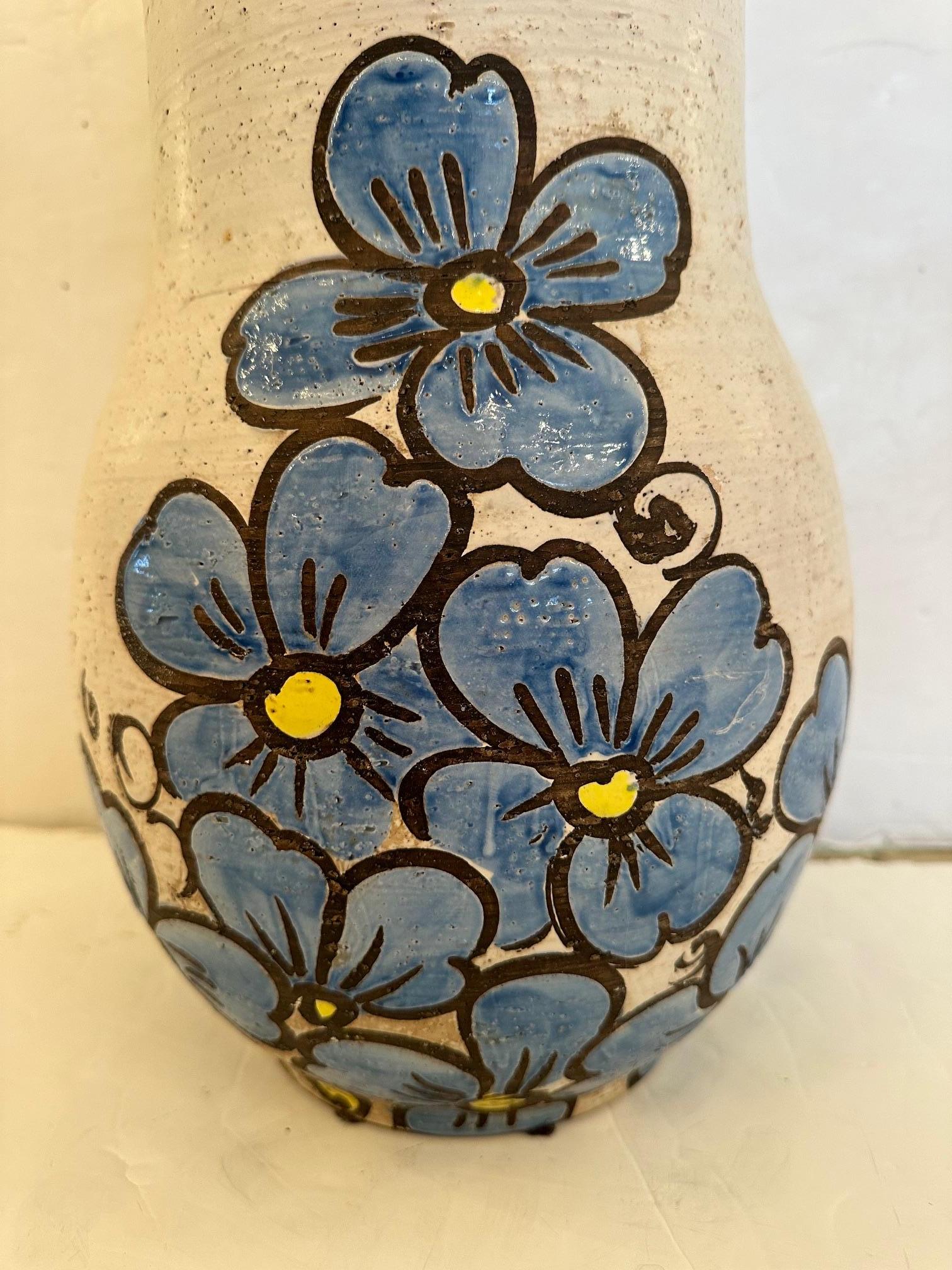 Mid-20th Century Fetching Large Painted Italian Ceramic Vase or Umbrella Cane Holder For Sale
