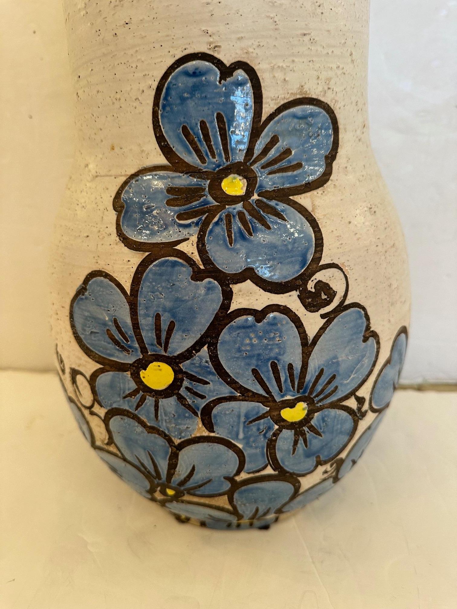 Fetching Large Painted Italian Ceramic Vase or Umbrella Cane Holder For Sale 1