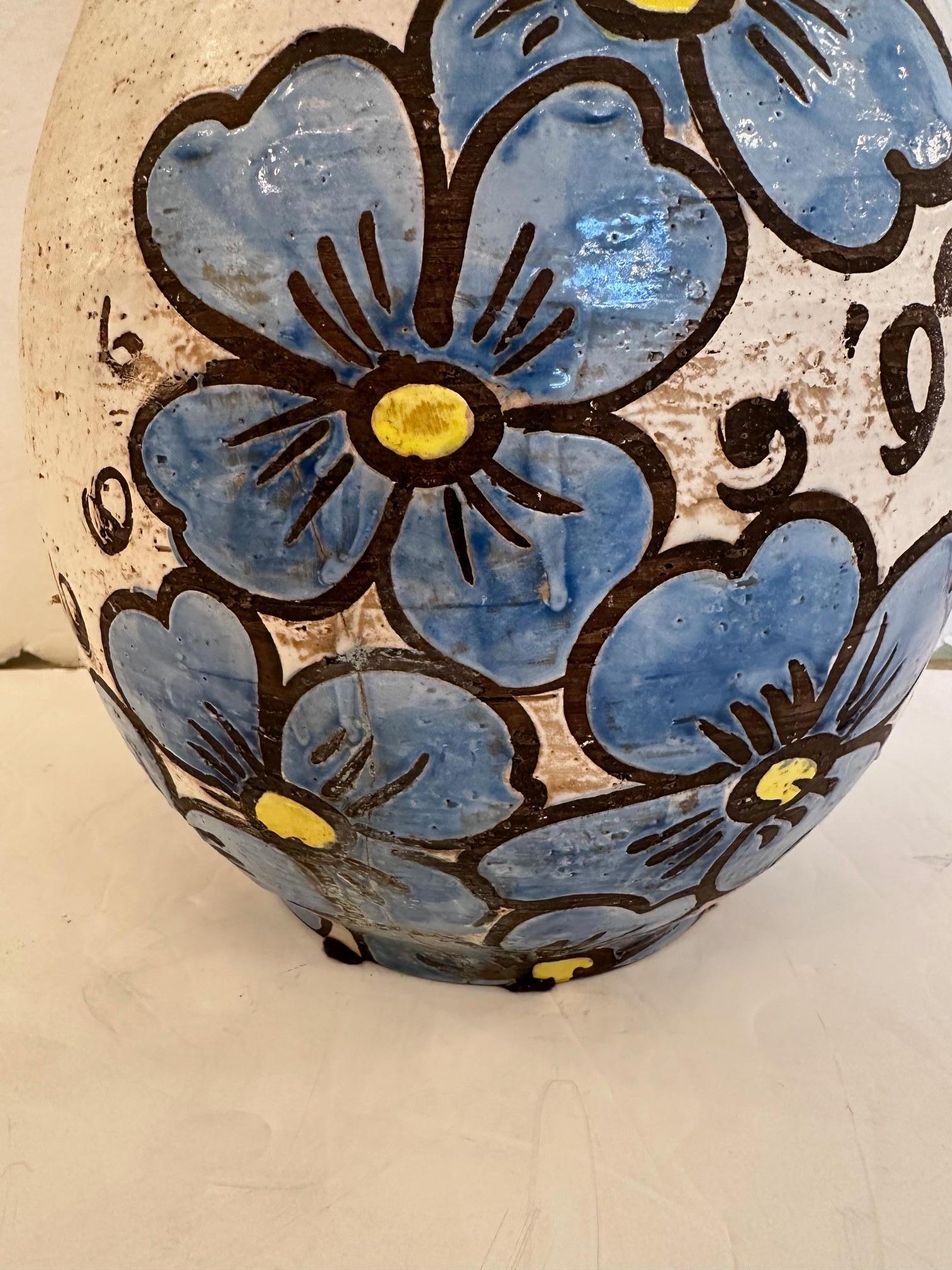 Fetching Large Painted Italian Ceramic Vase or Umbrella Cane Holder For Sale 4