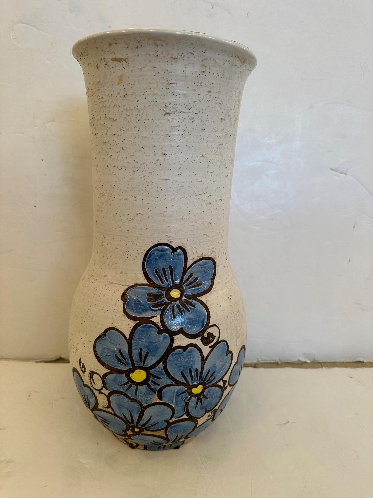 Fetching Large Painted Italian Ceramic Vase or Umbrella Cane Holder For Sale