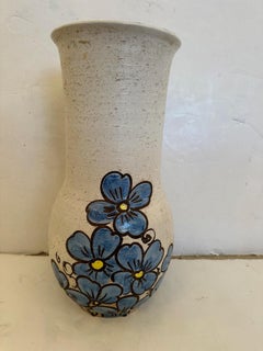 Magnifique grand vase ou porte-cannes à parapluie en céramique italienne peinte