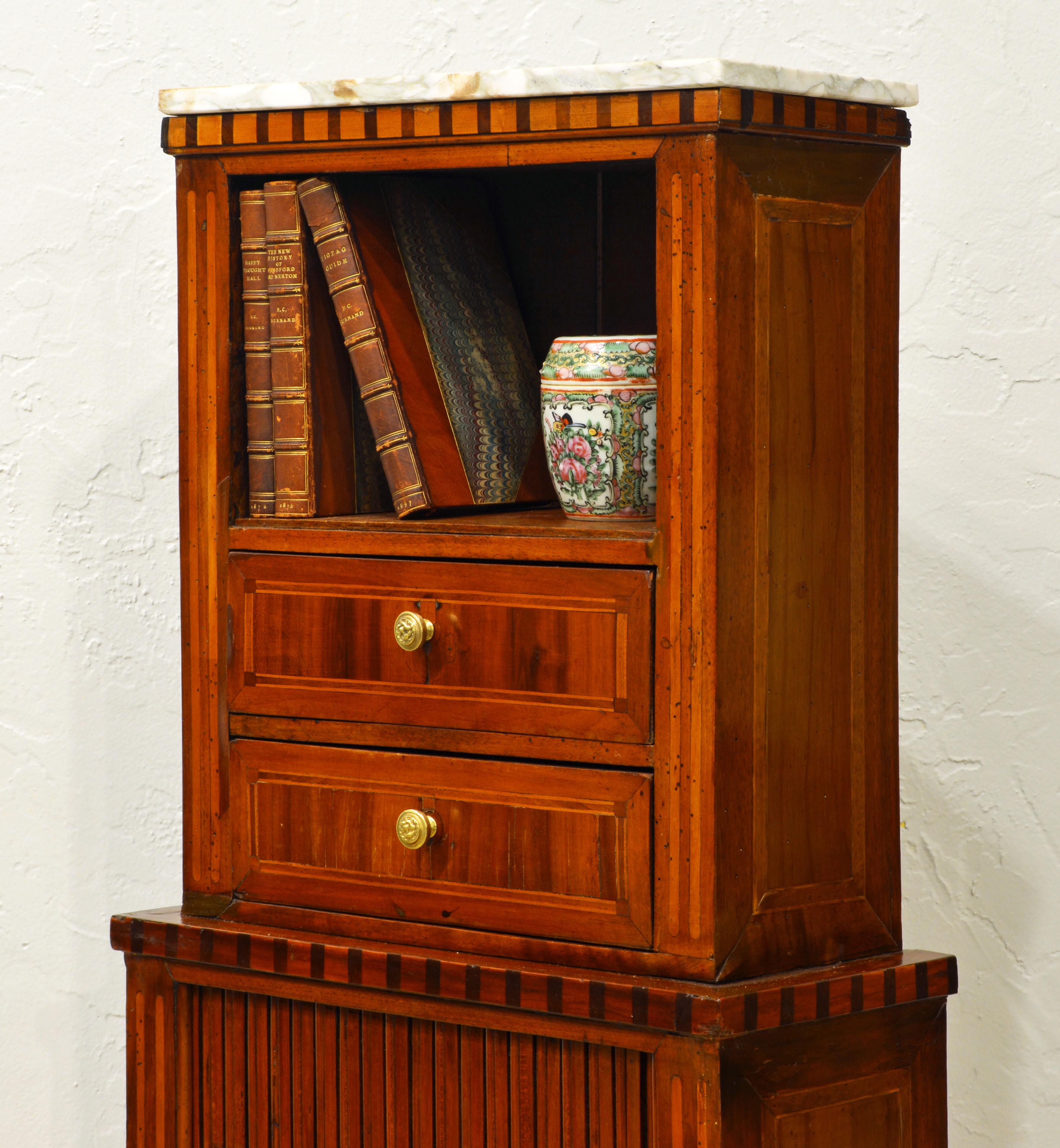 Veneer Fetching Small Austrian Italian Inlaid Tambour Door Chiffonier