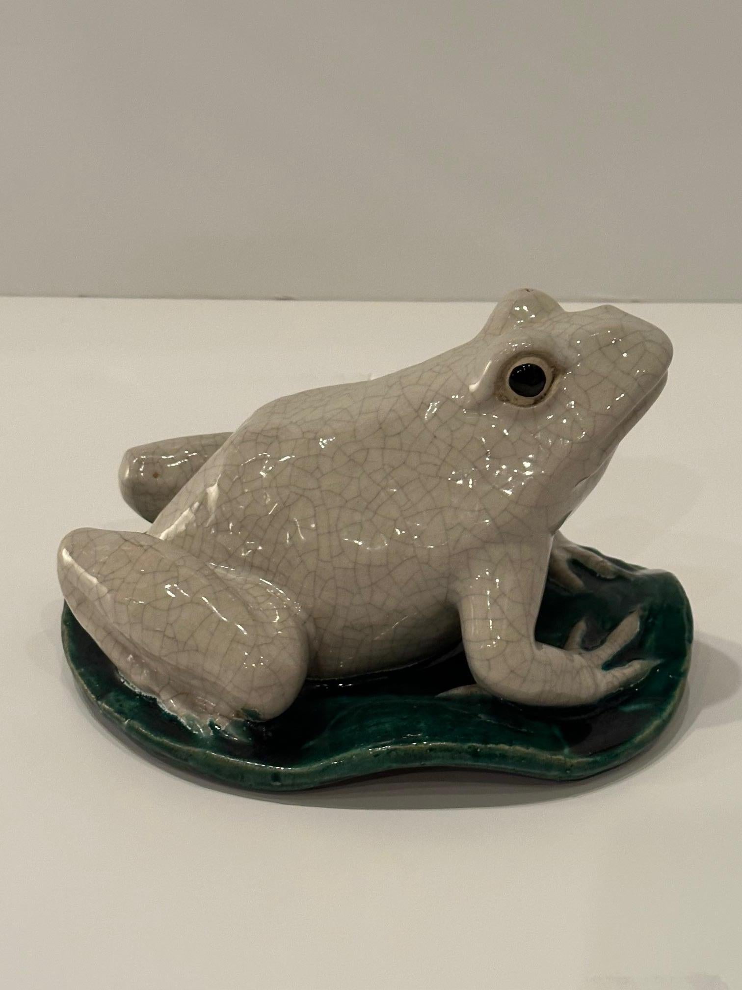 Accattivante scultura di rana in ceramica smaltata italiana vintage in vendita 1