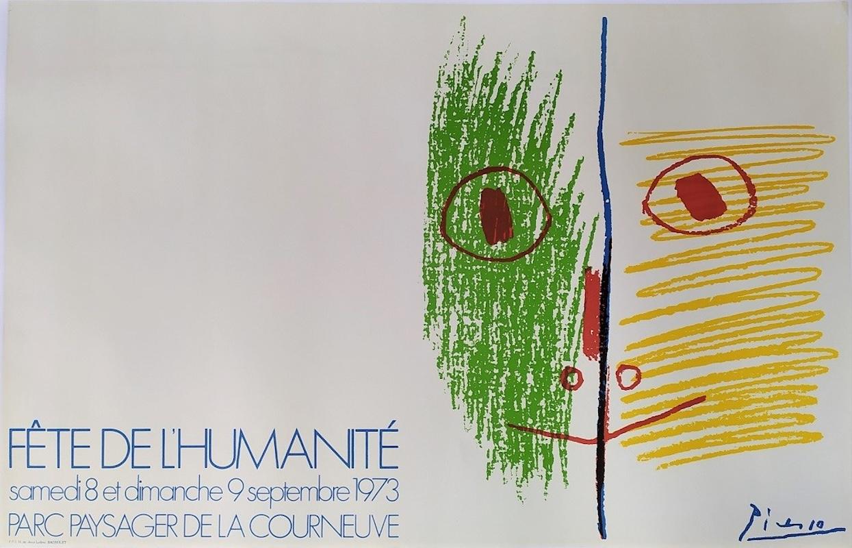 Fete de l’Humanité 1973 / Parc paysages de la Courneuve…

Uncommon horizontal format version of this poster for the celebration of the French communist newspaper. Among the very last works by Picasso. Excellent and fresh copy.