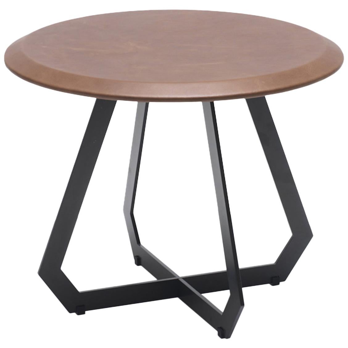 Fetish Table Black and Brown Leather / Small, Side Table For Sale