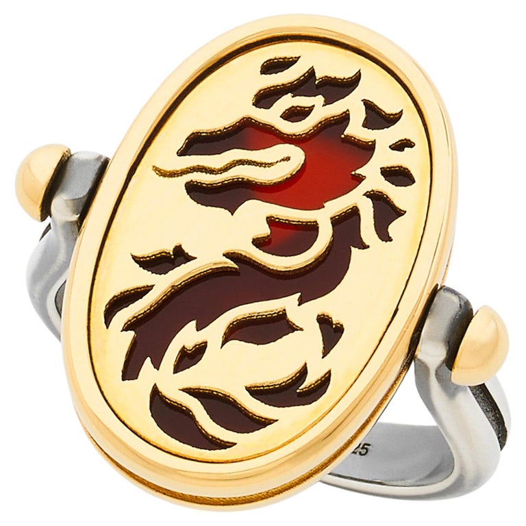 FEU 4 Elements Ring in 18k Yellow Gold and Distressed Silver by Elie ...