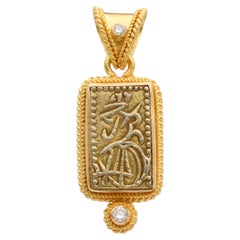 Feudal Japan, 1800s, Samurai Gold Coin Diamonds 18K Gold Pendant