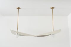 Handcrafted White Steel & Brass Feuillage Duo Ceiling Mounted Light, Carla Baz