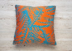 Hermes Pillow Feuillage Vague in Orange, Orange Backing