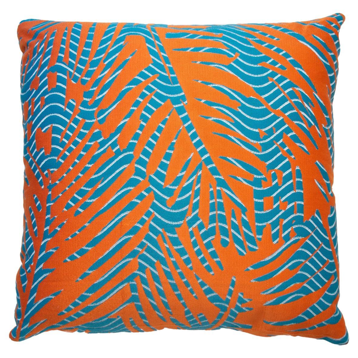 Hermes Pillow Feuillage Vague in Orange, Orange Backing