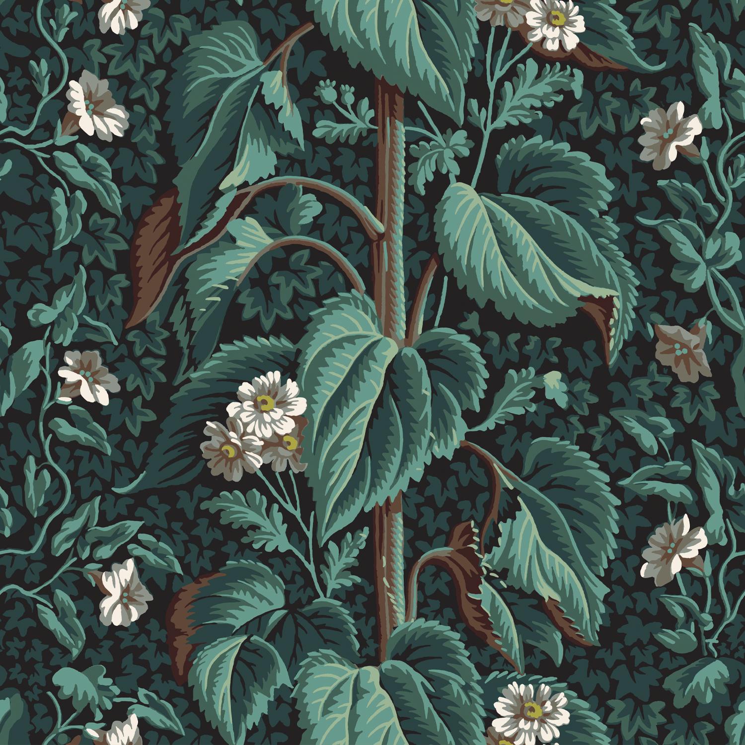 Neoclassical 'Feuillages II‘ wallpaper by Papier Français, collection BNF N°1