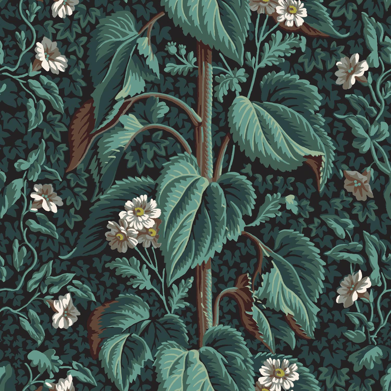 French 'Feuillages II‘ wallpaper by Papier Français, collection BNF N°1 For Sale