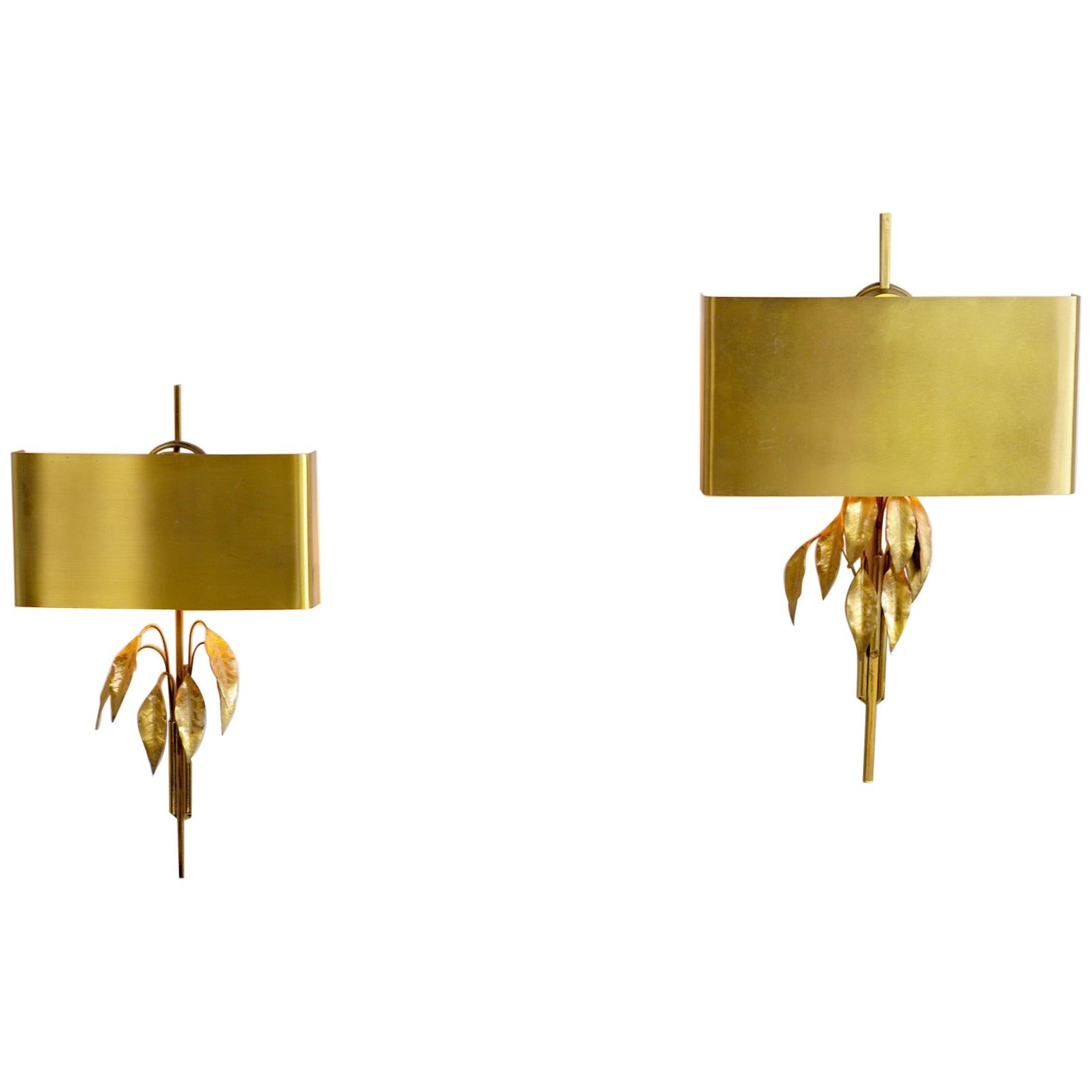 "Feuillages" Wall Lights, France, 1970 For Sale