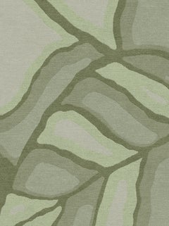 Feuilles Custom Made Hand Knotted Sage Green Wool Rug by Allegra Hicks