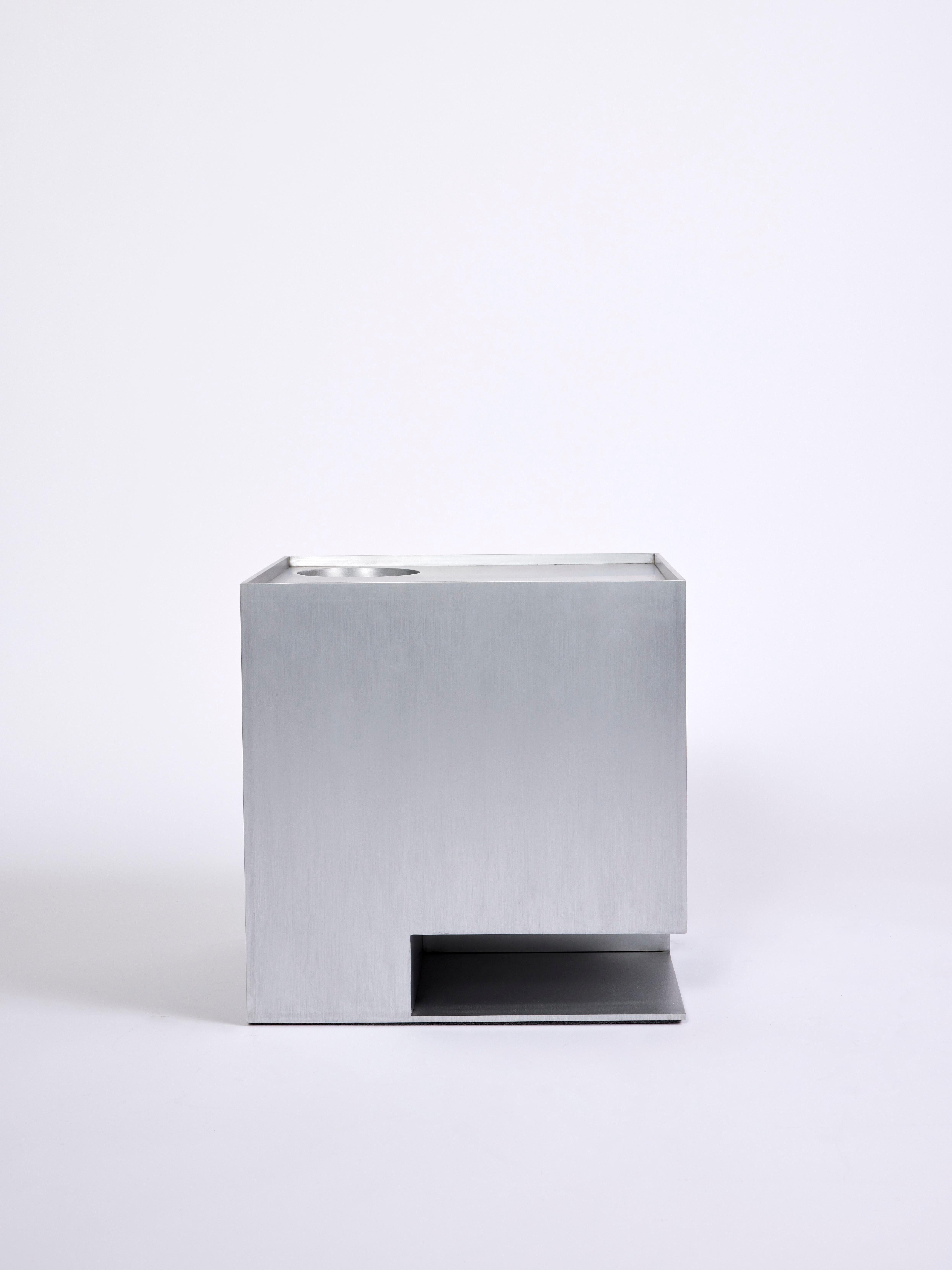 American [Few in Stock] Dwell, Side/End Table in Brushed Stainless Steel For Sale