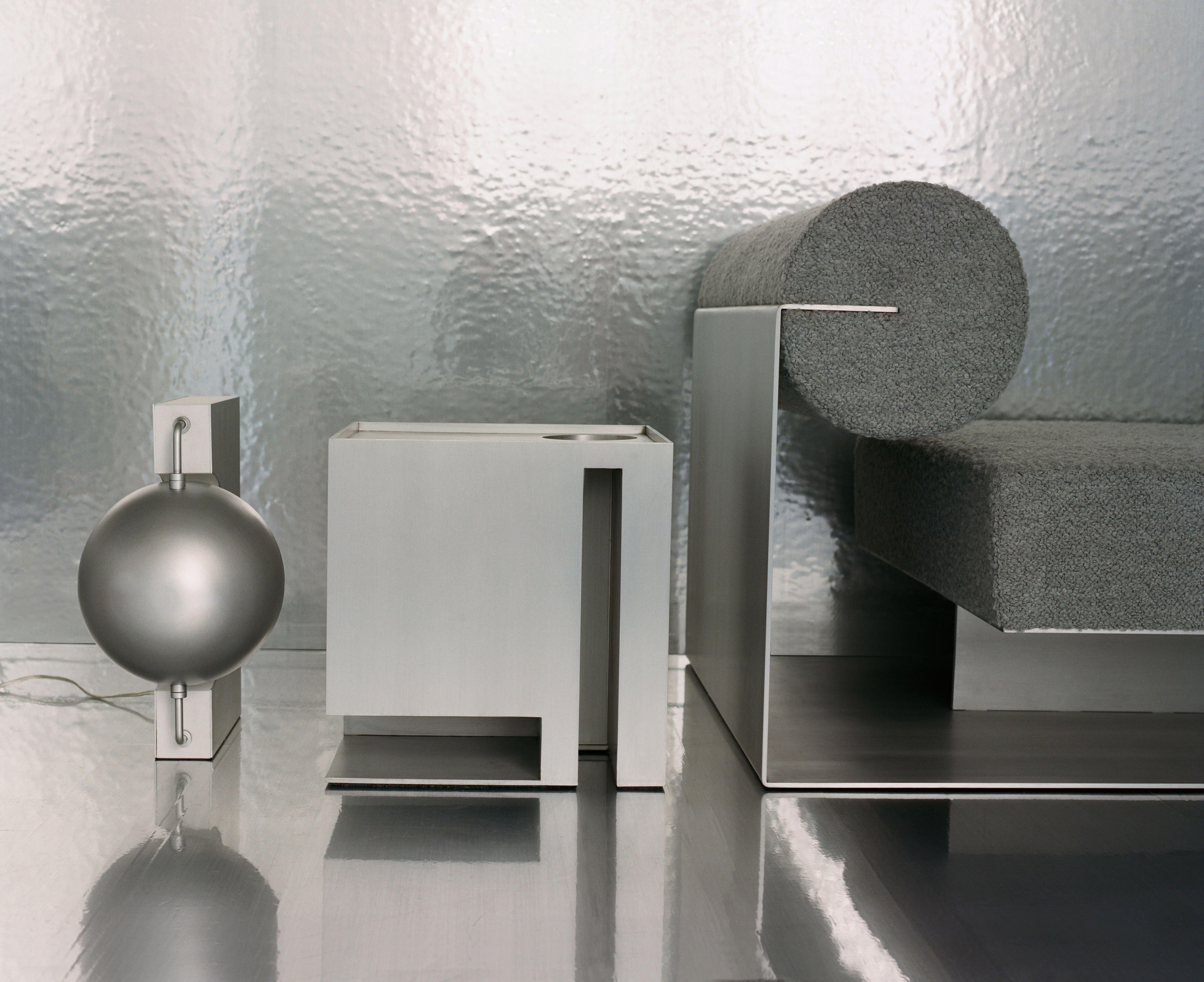 [Few in Stock] Dwell, Side/End Table in Brushed Stainless Steel In New Condition For Sale In Los Angeles, CA