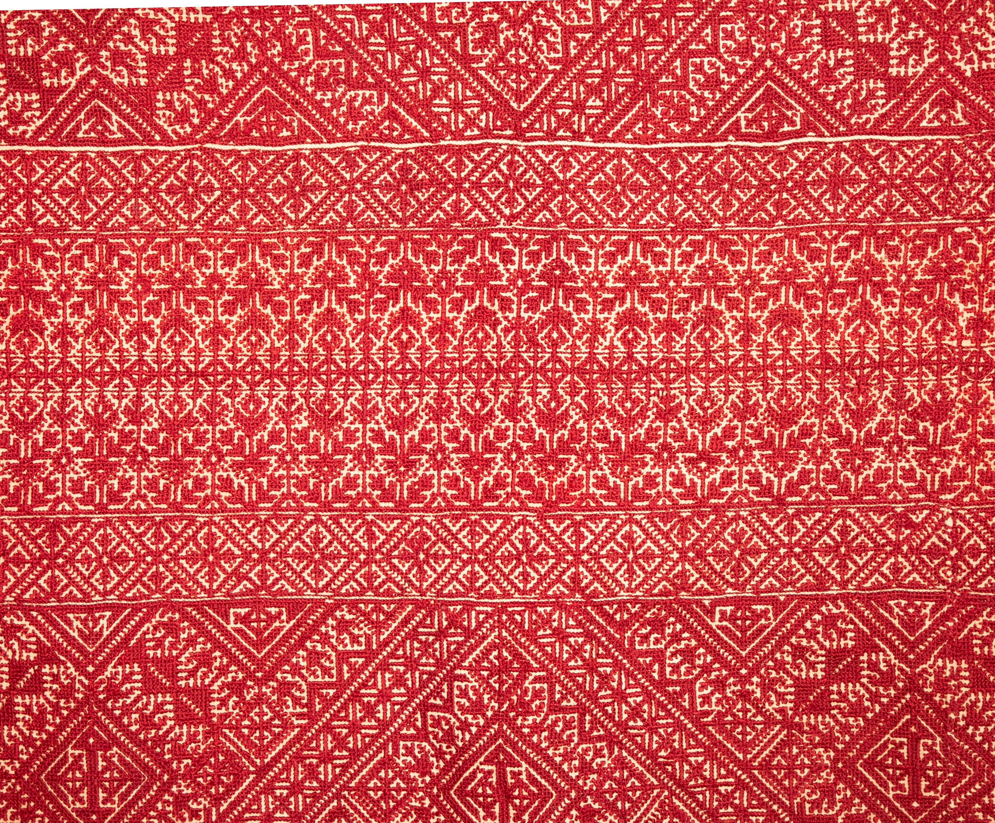 Tribal Fez Silk Embroidery from Fez Morocco, Early 20th Century